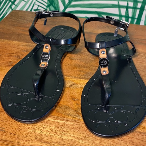 Coach Piccadilly Black Rubber Jelly Sandals Women’s 5 B - Picture 6 of 10